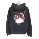 【中古】古着 長袖スウェットパーカー メンズ アニメ ナルト疾風伝 うちはサスケ 黒 ブラック Mサイズ 中古 スエット トレーナー トップス | 春夏 春物 春服 秋冬 秋物 秋服 メンズファッション カジュアル おしゃれ ファッション