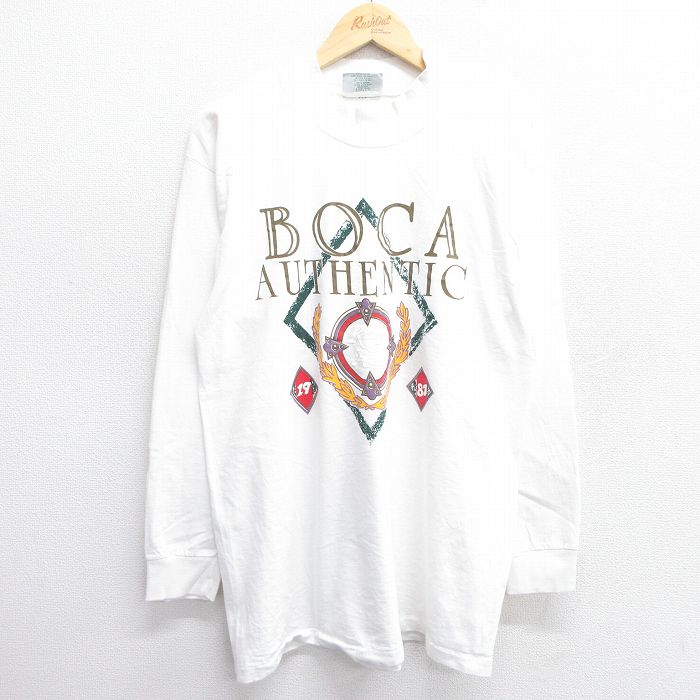 乐天商城 - 【中古】古着 長袖 ビンテージ ヴィンテージTシャツ メンズ 80年代 80s BOCA コットン モックネック ハイネック カナダ製 白 ホワイト Lサイズ 中古 | 春夏 春物 春服 秋冬 秋物 秋服 メンズファッション ロンT カットソー ロンティー ロングT ロングTシャツ ロン