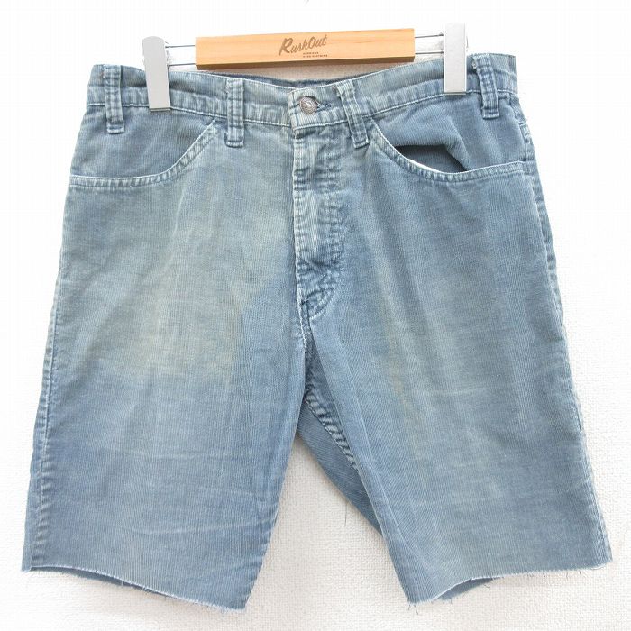 【中古】古着 リーバイス Levis ショート コーデュロイパンツ ショーツ メンズ 80年代 80s タロン 薄紺 ネイビー 【spe】 W32 中古 ボトムス 短パン ショーパン | 春夏 春物 春服 夏物 夏服 半ズボン カジュアル メンズファッション ファッション おしゃれ