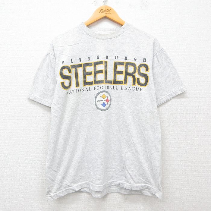 乐天商城 - 【中古】古着 半袖 ビンテージ ヴィンテージTシャツ メンズ 00年代 00s NFL ピッツバーグスティーラーズ クルーネック 丸首 薄グレー 霜降り アメフト スーパーボウル XLサイズ 中古 | 春夏 夏物 夏服 ヴィンテージTシャツ メンズファッション カットソー ティー
