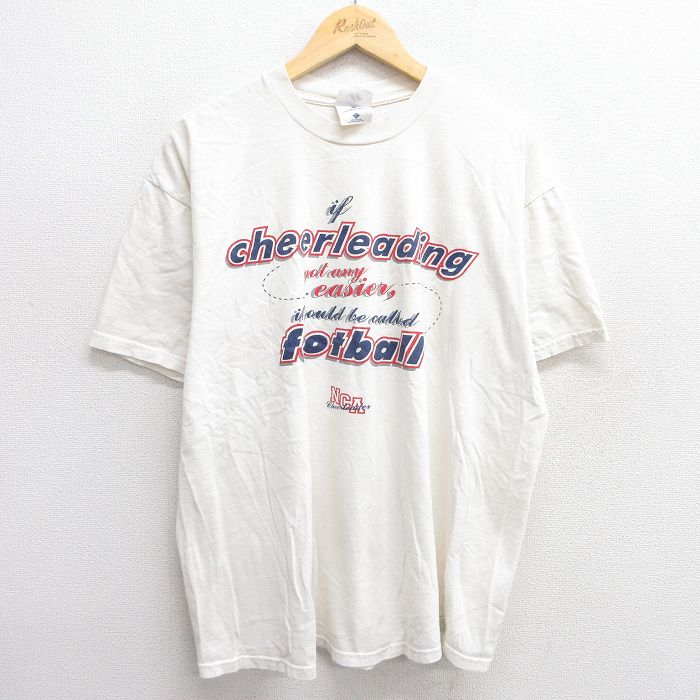 乐天商城 - 【中古】古着 ジャージーズ 半袖 ビンテージ ヴィンテージTシャツ メンズ 00年代 00s チアリーディング フットボール コットン クルーネック 丸首 生成り XLサイズ 中古 | 春夏 夏物 夏服 ヴィンテージTシャツ メンズファッション カットソー ティーシャツ ティシ