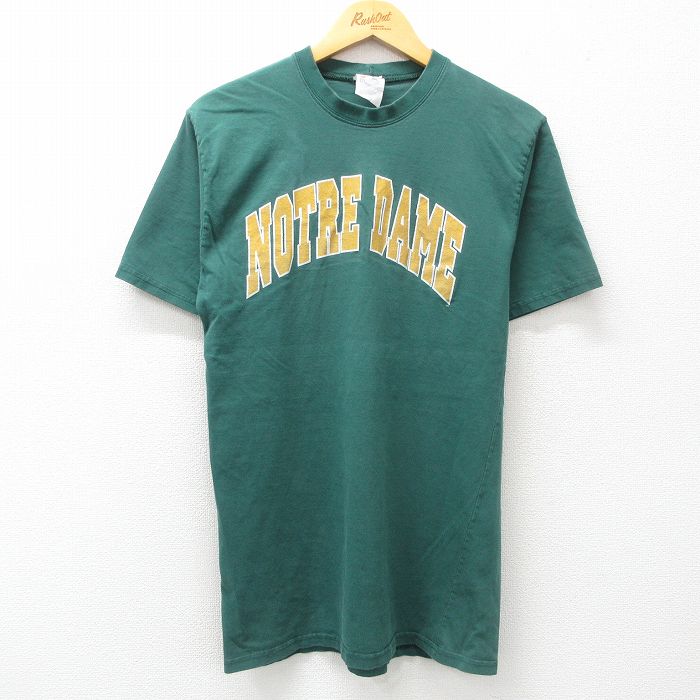 乐天商城 - 【中古】古着 マジェスティック 半袖 ビンテージ ヴィンテージTシャツ メンズ 90年代 90s ノートルダム クルーネック 丸首 USA製 アメリカ製 緑 グリーン Mサイズ 中古 | 春夏 夏物 夏服 ヴィンテージTシャツ メンズファッション カットソー ティーシャツ ティシ