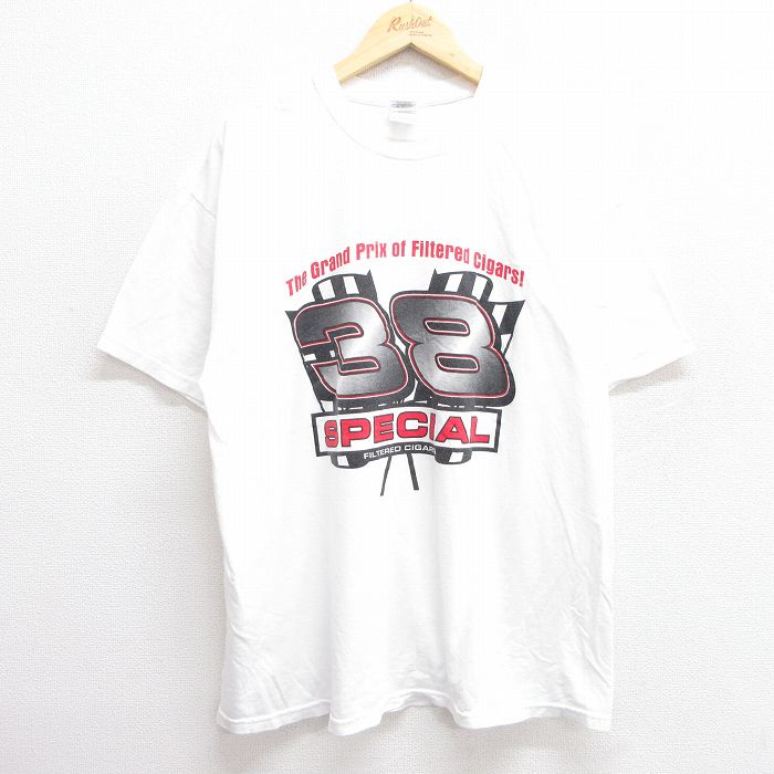 【中古】古着 半袖 ビンテージ ヴィンテージTシャツ メンズ フラッグ 38 大きいサイズ 2L LL ビッグシルエット ゆったり ビッグサイズ オーバーサイズ コットン クルーネック 丸首 白 ホワイト XLサイズ 中古 | 春夏 夏物 夏服 メンズファッション カットソー テ
