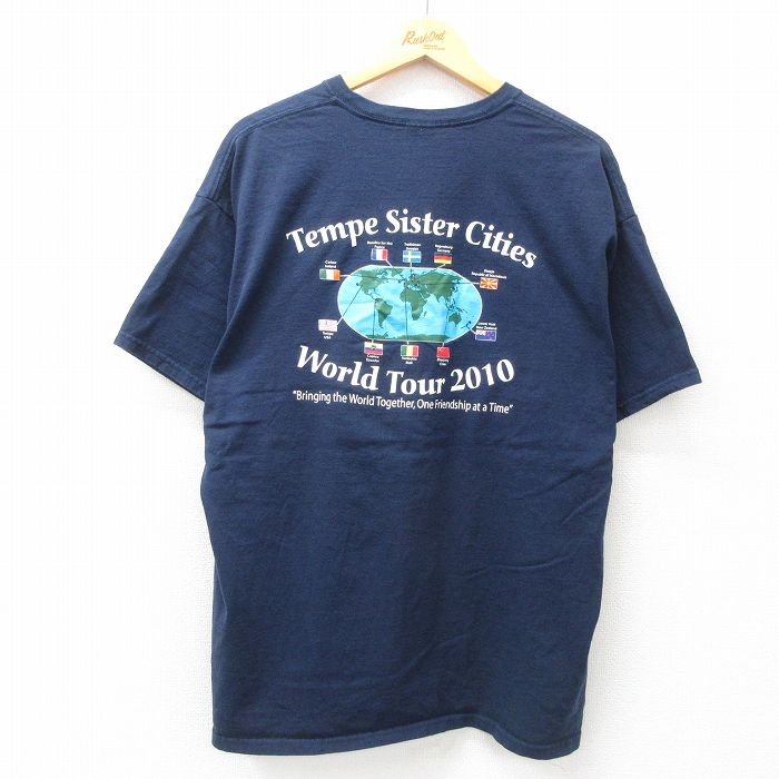 乐天商城 - 【中古】古着 半袖Tシャツ メンズ 地球 オクトーバーフェスト 大きいサイズ 2L LL ビッグシルエット ゆったり ビッグサイズ オーバーサイズ コットン クルーネック 丸首 紺 ネイビー Lサイズ 中古 | 春夏 夏物 夏服 メンズファッション カットソー ティーシャツ