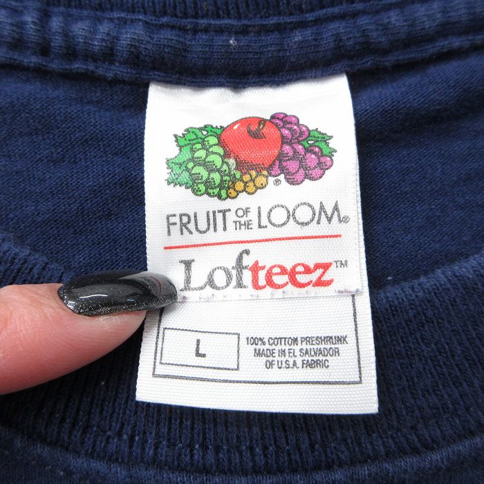 【中古】古着 フルーツオブザルーム 半袖 ビンテージ ヴィンテージTシャツ メンズ 00年代 00s フロリダ 城 刺繍 コットン クルーネック 丸首 紺 ネイビー Lサイズ 中古 | 春夏 夏物 夏服 ヴィンテージTシャツ メンズファッション カットソー ティーシャツ ティシ 5OF