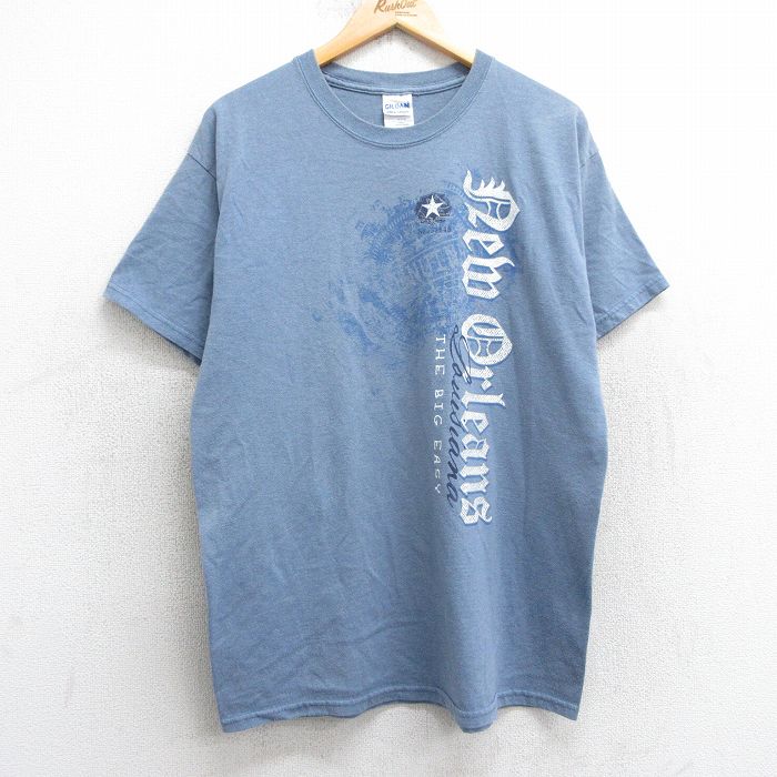 乐天商城 - 【中古】古着 半袖 ビンテージ ヴィンテージTシャツ メンズ 00年代 00s ニューオーリンズ クルーネック 丸首 薄紺 ネイビー Lサイズ 中古 | 春夏 夏物 夏服 ヴィンテージTシャツ メンズファッション カットソー ティーシャツ ティシャツ メンズTシャツ 半袖Tシャ