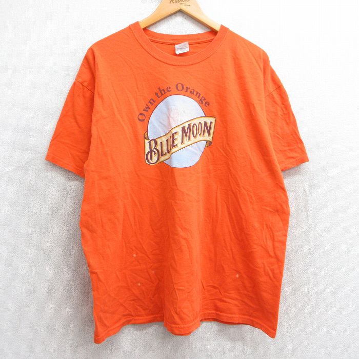 【中古】古着 半袖 ビンテージ ヴィンテージTシャツ メンズ 00年代 00s ブルームーン コットン クルーネック 丸首 オレンジ XLサイズ 中古 | 春夏 夏物 夏服 ヴィンテージTシャツ メンズファッション カットソー ティーシャツ ティシャツ メンズTシャツ 半袖Tシャ