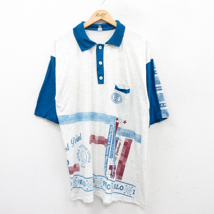 樂天商城 - 【中古】古着 半袖 ポロシャツ メンズ PALO 白他 ホワイト XLサイズ 中古 トップス | 春夏 春物 春服 夏物 夏服 カジュアルシャツ メンズファッション 半袖シャツ おしゃれ カジュアル