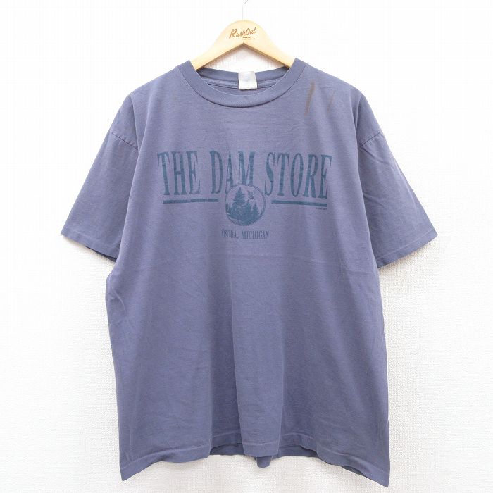 樂天商城 - 【中古】古着 半袖 ビンテージ ヴィンテージTシャツ メンズ 90年代 90s THE DAM STORE 大きいサイズ 2L LL ビッグシルエット ゆったり ビッグサイズ オーバーサイズ コットン クルーネック 丸首 USA製 アメリカ製 グレー系 XLサイズ 中古 | 春夏 夏物 夏服 ヴィン