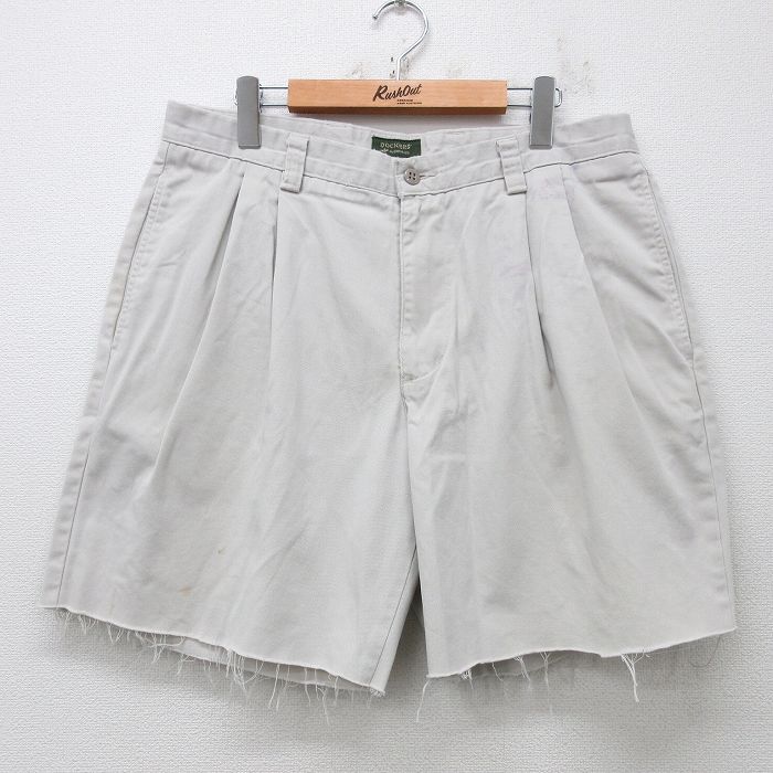 【中古】古着 ドッカーズ ショートパンツ ショーツ メンズ コットン 薄ベージュ カーキ W36 中古 ボトムス 短パン ショーパン ハーフ |..