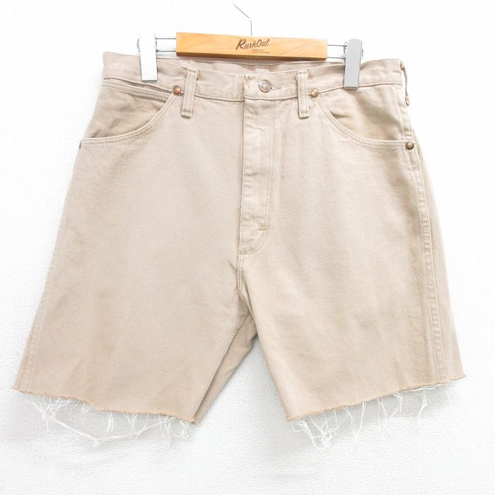 Cotton Pants - 【中古】古着 ラングラー 80s ショートパンツ メンズ ベージュ Wrangler W32 USA製 デニム ハーフパンツ アメカジ ストリート ヴィンテージ カジュアル きれいめ【spe】