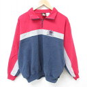 【中古】古着 長袖 ハーフジップスウェット メンズ 90年代 90s USAオリンピック マルチカラー 襟付き 赤他 レッド Lサイズ 中古 スエット トレーナー トップス | 春夏 春物 春服 秋冬 秋物 秋服 メンズファッション カジュアル おしゃれ ファッション 2OF