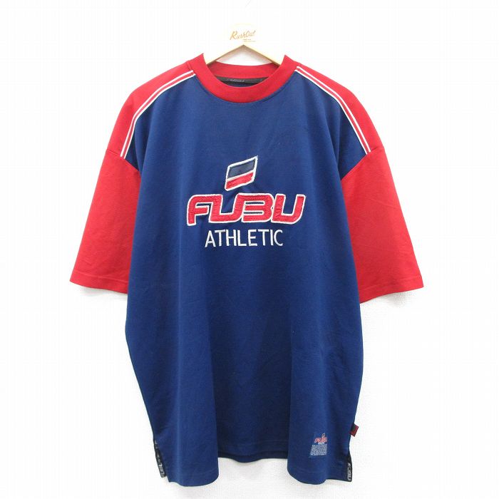 乐天商城 - 【中古】古着 フブ FUBU 半袖Tシャツ メンズ ビッグロゴ 5 大きいサイズ 2L LL ビッグシルエット ゆったり ビッグサイズ オーバーサイズ クルーネック 丸首 紺他 ネイビー 【spe】 XLサイズ 中古 | 春夏 春物 春服 秋冬 秋物 秋服 メンズファッション ロンT カッ