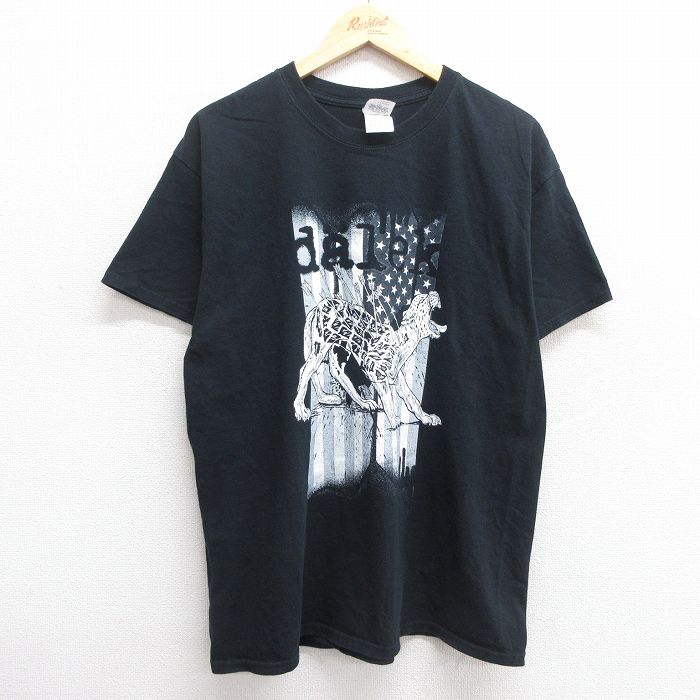 STREET - 【中古】00s ビンテージTシャツ メンズ L 黒 星条旗 チーター プリント コットン クルーネック アメカジ ストリート カジュアル 25apr30