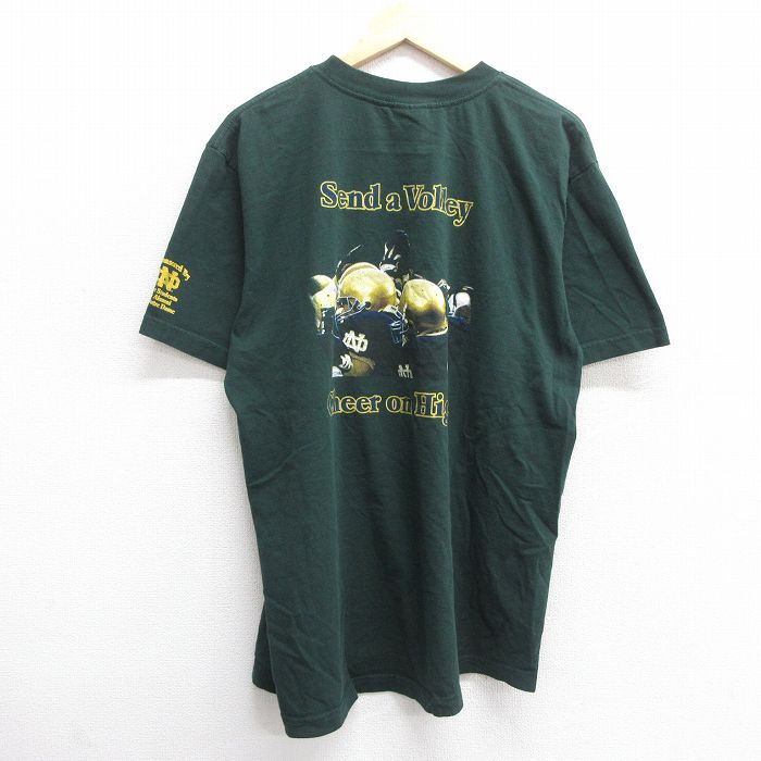 【中古】古着 半袖 ビンテージ ヴィンテージTシャツ メンズ 00年代 00s ノートルダム アイリッシュ フットボール コットン クルーネック 丸首 緑 グリーン XLサイズ 中古 | 春夏 夏物 夏服 ヴィンテージTシャツ メンズファッション カットソー ティーシャツ ティ 5OF