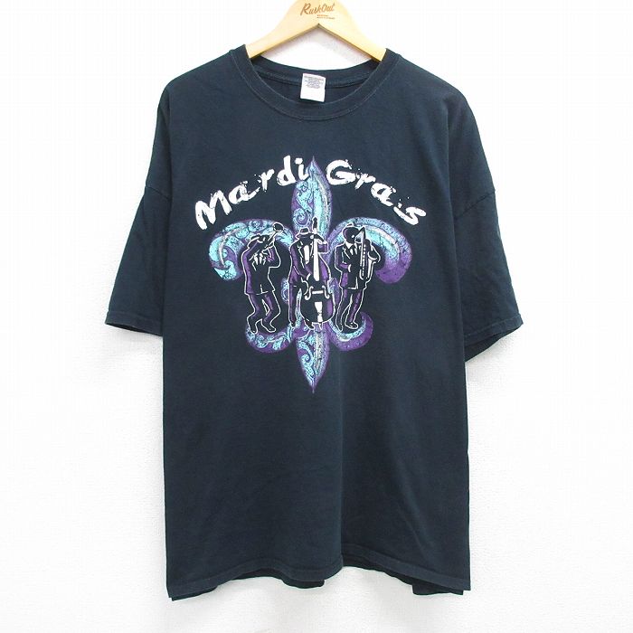Shirts, T-Shirts - 【中古】古着 00s 半袖Tシャツ メンズ ブラック XLサイズ マルディグラ ヴィンテージ カジュアル アメカジ ストリート きれいめ レトロ オールド