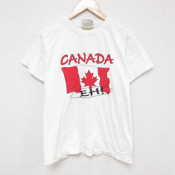 乐天商城 - 【中古】古着 90s ヴィンテージTシャツ メンズ 半袖 Mサイズ クルーネック 白 ホワイト カナダ コットン 夏物 春夏 カットソー アメカジ ストリート カジュアル きれいめ
