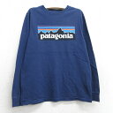 【中古】古着 パタゴニア patagonia 長袖Tシャツ キッズ ボーイズ 子供服 ビッグロゴ コットン クルーネック 丸首 紺 ネイビー | 春夏 春物 春服 秋冬 秋物 秋服 女の子 子ども服 こども服 カジュアル ファッション おしゃれ かわいい