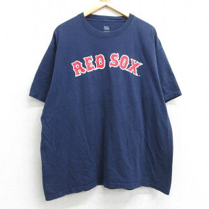 【中古】古着 リー Lee 半袖 ビンテージ ヴィンテージTシャツ メンズ 00年代 00s MLB ボストンレッドソックス ジョナサンパペルボン 58 大きいサイズ 2L LL ビッグシルエット ゆったり ビッグサイズ オーバーサイズ コットン クルーネック 丸首 紺 ネイビー メジ