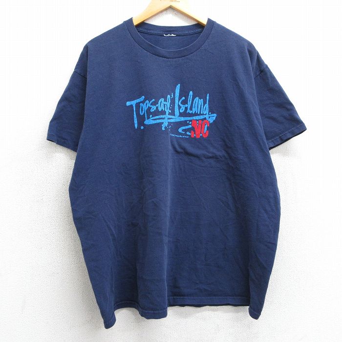 乐天商城 - 【中古】古着 半袖 ビンテージ ヴィンテージTシャツ メンズ 00年代 00s トップセール アイランド 大きいサイズ 2L LL ビッグシルエット ゆったり ビッグサイズ オーバーサイズ クルーネック 丸首 紺 ネイビー XLサイズ 中古 | 春夏 夏物 夏服 ヴィンテージTシャツ