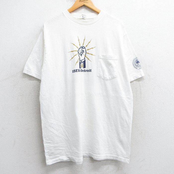 乐天商城 - 【中古】古着 半袖 ビンテージ ヴィンテージTシャツ メンズ 90年代 90s 拳 マーチング コットン クルーネック 丸首 USA製 アメリカ製 白 ホワイト XLサイズ 中古 | 春夏 夏物 夏服 ヴィンテージTシャツ メンズファッション カットソー ティーシャツ ティシャツ メ