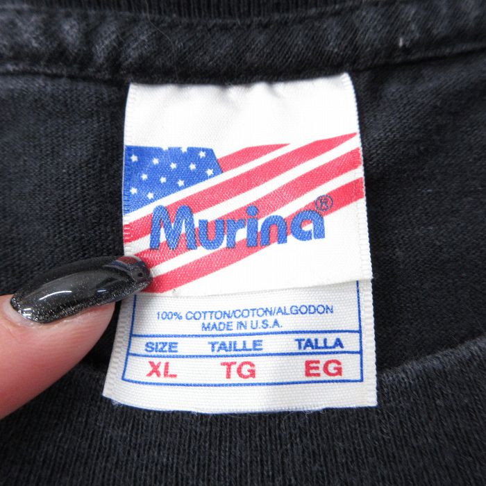 【中古】古着 半袖 ビンテージ ヴィンテージTシャツ メンズ 90年代 90s ミリタリー 鳥 POW MIA コットン クルーネック 丸首 USA製 アメリカ製 黒 ブラック XLサイズ 中古 | 春夏 夏物 夏服 ヴィンテージTシャツ メンズファッション カットソー ティーシャツ ティ