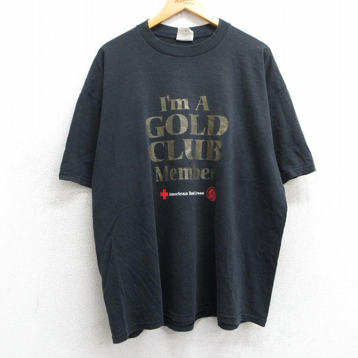 乐天商城 - 【中古】古着 ジャージーズ 半袖 ビンテージ ヴィンテージTシャツ メンズ 00年代 00s GOLD CLUB 大きいサイズ 2L LL ビッグシルエット ゆったり ビッグサイズ オーバーサイズ コットン クルーネック 丸首 黒 ブラック XLサイズ 中古 | 春夏 夏物 夏服 ヴィンテー