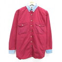 【中古】古着 FADED GLORY 長袖シャツ レディース 00年代 00s デニム使用 ボタンダウン エンジ他 中古 ブラウス トップス | 春夏 春物 春...