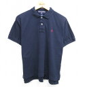 【中古】古着 ラルフローレン Ralph Lauren ポロスポーツ 半袖 ブランド ポロシャツ レディース ワンポイントロゴ コットン 紺 ネイビー 中古 ブ...