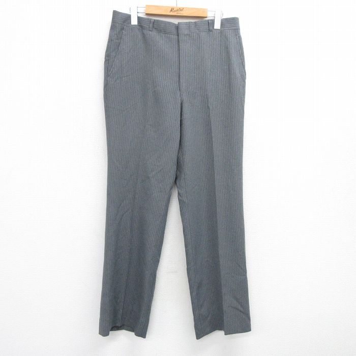【中古】古着 スラックスパンツ メンズ 80年代 80s タロン グレー他 ストライプ W33 中古 ボトムス ロング | 春夏 春物 春服 秋冬 秋物 秋服 長ズボン カジュアル メンズファッション ファッション おしゃれ