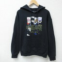 【中古】古着 長袖スウェットパーカー メンズ アニメ 呪術廻戦 黒 ブラック Mサイズ 中古 スエット トレーナー トップス | 春夏 春物 春服 秋冬 秋物 秋服 メンズファッション カジュアル おしゃれ ファッション