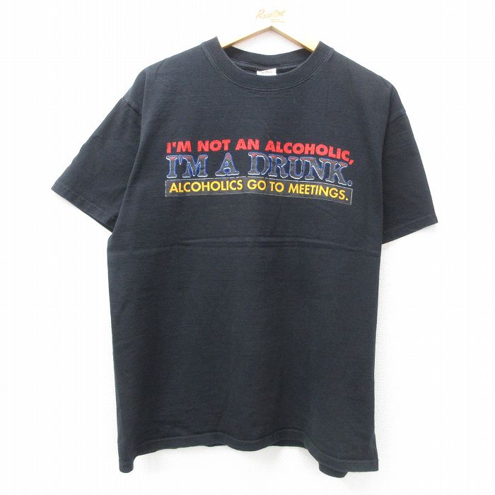 樂天商城 - 【中古】古着 半袖 ビンテージ ヴィンテージTシャツ メンズ 00年代 00s IM A DRUNK コットン クルーネック 丸首 黒 ブラック XLサイズ 中古 | 春夏 夏物 夏服 ヴィンテージTシャツ メンズファッション カットソー ティーシャツ ティシャツ メンズTシャツ 半袖Tシ