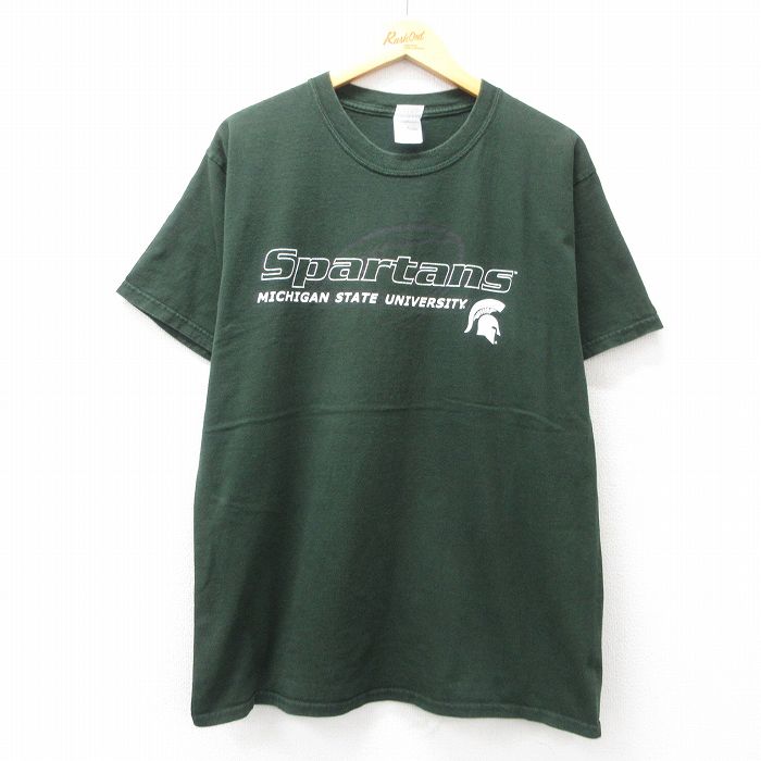 樂天商城 - 【中古】古着 半袖 ビンテージ ヴィンテージTシャツ メンズ 00年代 00s spartans コットン クルーネック 丸首 緑 グリーン Lサイズ 中古 | 春夏 夏物 夏服 ヴィンテージTシャツ メンズファッション カットソー ティーシャツ ティシャツ メンズTシャツ 半袖Tシャツ