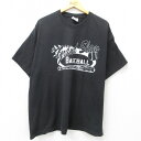 【中古】古着 ヘインズ Hanes 半袖 ビンテージ ヴィンテージTシャツ メンズ 00年代 00s 野球 大きいサイズ 2L LL ビッグシルエット ゆったり ビッグサイズ オーバーサイズ クルーネック 丸首 黒 ブラック XLサイズ 中古 | 春夏 夏物 夏服 ヴィンテージTシャツ メ(4)