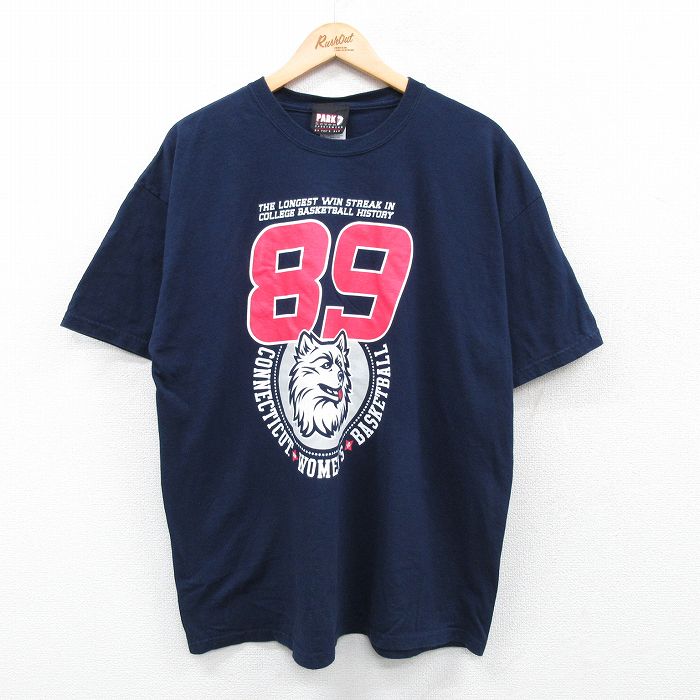 乐天商城 - 【中古】古着 半袖 ビンテージ ヴィンテージTシャツ メンズ 00年代 00s コネチカットハスキーズ バスケットボール コットン クルーネック 丸首 紺 ネイビー XLサイズ 中古 | 春夏 夏物 夏服 ヴィンテージTシャツ メンズファッション カットソー ティーシャツ ティ