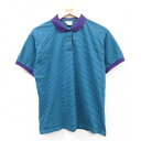 【中古】古着 エルエルビーン LLBEAN 半袖 ポロシャツ レディース 90年代 90s コットン USA製 アメリカ製 緑他 グリーン ボーダー 中古 ブラ...
