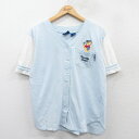 【中古】古着 半袖 ベースボールシャツ レディース 00年代 00s ディズニー DISNEY くまのプーさん コットン 水色他 中古 ブラウス トップス | 春夏 春物 春服 秋冬 秋物 秋服 カジュアル レディースファッション おしゃれ かわいい(4)