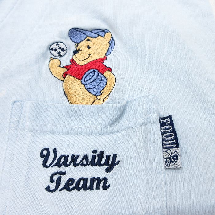 【中古】古着 半袖 ベースボールシャツ レディース 00年代 00s ディズニー DISNEY くまのプーさん コットン 水色他 中古 ブラウス トップス | 春夏 春物 春服 秋冬 秋物 秋服 カジュアル レディースファッション おしゃれ かわいい 5OF