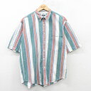 【中古】古着 ドッカーズ 半袖シャツ メンズ 90年代 90s コットン 緑他 グリーン ストライプ XLサイズ 中古 トップス | 春夏 春物 春服 夏物 夏服 カジュアルシャツ メンズファッション 半袖シャツ おしゃれ カジュアル(4)