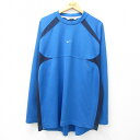 【中古】古着 ナイキ NIKE 長袖 ビンテージ ヴィンテージTシャツ メンズ 00年代 00s ワンポイントロゴ センタースウォッシュ ラグラン クルーネック 丸首 青他 ブルー 【spe】 XLサイズ 中古 | 春夏 春物 春服 秋冬 秋物 秋服 メンズファッション ロンT カットソ