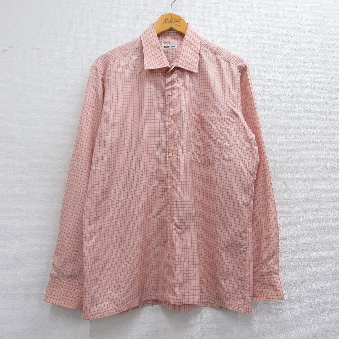 乐天商城 - 【中古】古着 長袖シャツ メンズ 90年代 90s ピンク系他 チェック Lサイズ 中古 トップス | 春夏 春物 春服 秋冬 秋物 秋服 カジュアルシャツ メンズファッション 長袖シャツ おしゃれ カジュアル