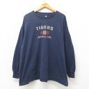 【中古】古着 長袖 ビンテージ ヴィンテージTシャツ メンズ 00年代 00s MLB デトロイトタイガース 大きいサイズ 2L LL ビッグシルエット ゆったり ビッグサイズ オーバーサイズ コットン クルーネック 丸首 紺 ネイビー XLサイズ 中古 | 春夏 春物 春服 秋冬 秋物(4)