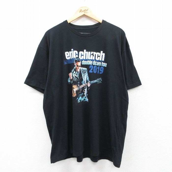 乐天商城 - 【中古】古着 半袖 ロックTシャツ バンドTシャツ メンズ エリックチャーチ 大きいサイズ 2L LL ビッグシルエット ゆったり ビッグサイズ オーバーサイズ クルーネック 丸首 黒 ブラック XLサイズ 中古 | 春夏 夏物 夏服 メンズファッション カットソー ティーシャ