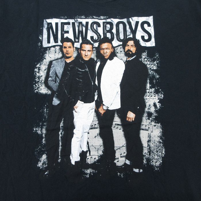 【中古】古着 半袖 ロックTシャツ バンドTシャツ メンズ ニュースボーイズ コットン クルーネック 丸首 黒 ブラック XLサイズ 中古 | 春夏 夏物 夏服 メンズファッション カットソー ティーシャツ ティシャツ メンズTシャツ 半袖Tシャツ 半袖ティーシャツ カジュ 5OF