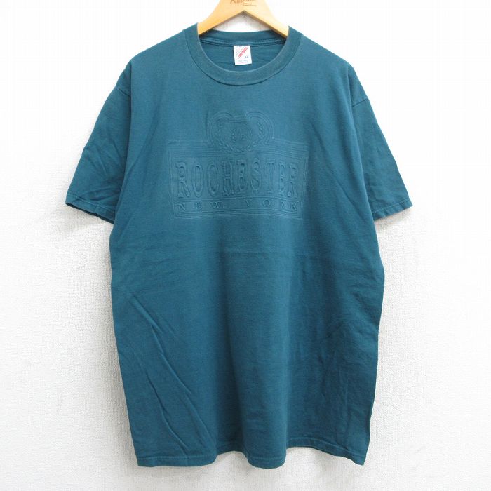 【中古】古着 ジャージーズ 半袖 ビンテージ ヴィンテージTシャツ メンズ 90年代 90s ロチェスター ニューヨーク コットン クルーネック 丸首 USA製 アメリカ製 緑 グリーン XLサイズ 中古 | 春夏 夏物 夏服 ヴィンテージTシャツ メンズファッション カットソー
