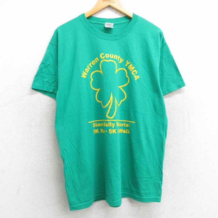 【中古】古着 半袖 ビンテージ ヴィンテージTシャツ メンズ 00年代 00s クローバー 企業広告 クルーネック 丸首 緑 グリーン Lサイズ 中古 | 春夏 夏物 夏服 ヴィンテージTシャツ メンズファッション カットソー ティーシャツ ティシャツ メンズTシャツ 半袖Tシャ 5OF