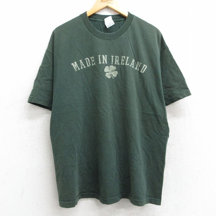 【中古】古着 半袖 ビンテージ ヴィンテージTシャツ メンズ 00年代 00s クローバー アイルランド コットン クルーネック 丸首 緑 グリーン XLサイズ 中古 | 春夏 夏物 夏服 ヴィンテージTシャツ メンズファッション カットソー ティーシャツ ティシャツ メンズTシ 5OF