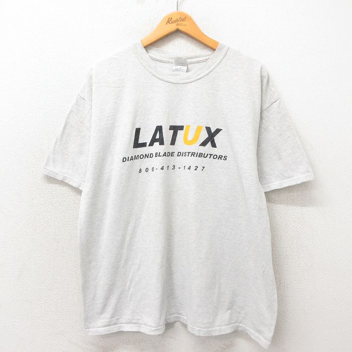 【中古】古着 半袖 ビンテージ ヴィンテージTシャツ メンズ 00年代 00s LATUX クルーネック 丸首 グレー 霜降り XLサイズ 中古 | 春夏 夏物 夏服 ヴィンテージTシャツ メンズファッション カットソー ティーシャツ ティシャツ メンズTシャツ 半袖Tシャツ 半袖ティ 5OF(4.0)