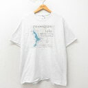 【中古】古着 半袖 ビンテージ ヴィンテージTシャツ メンズ 00年代 00s 湖 大きいサイズ 2L LL ビッグシルエット ゆったり ビッグサイズ オーバーサイズ クルーネック 丸首 グレー 霜降り XLサイズ 中古 | 春夏 夏物 夏服 ヴィンテージTシャツ メンズファッション
