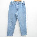 【中古】古着 リーバイス Levis 550 ジーンズ レディース 90年代 90s ヒゲ テーパード コットン USA製 アメリカ製 薄紺 ネイビー デニム ...